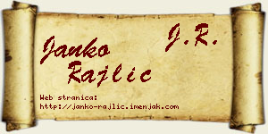 Janko Rajlić vizit kartica
